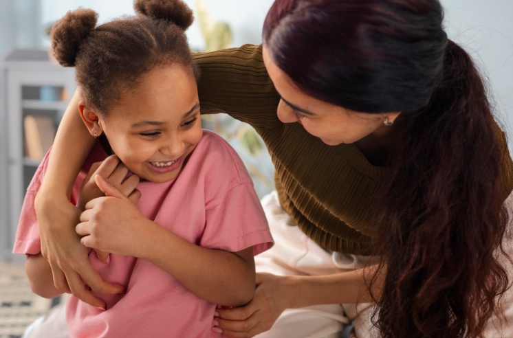 medium shot mother girl home